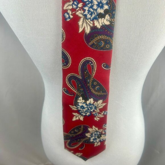 Disney Mickey Mouse Neck Ties Black Red Bundle of 2 Paisley Floral Hidden Mickey - Picture 8 of 10
